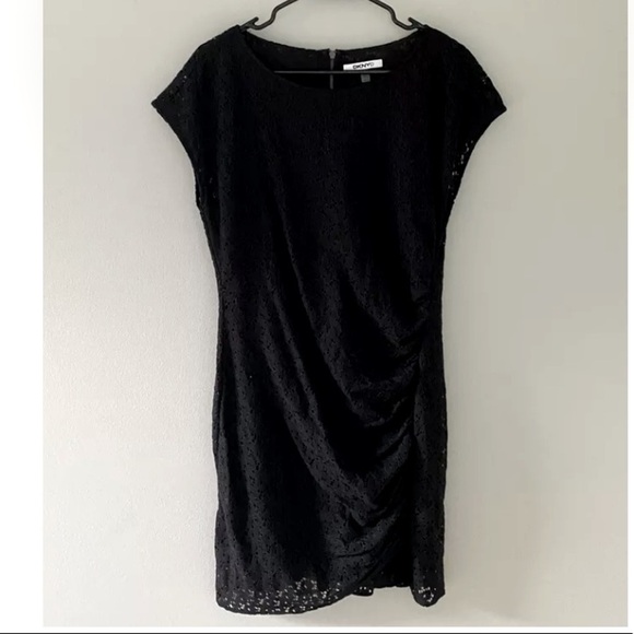 DKNYC Black Eyelet Cut Out Cap Sleeve Dress 12 - Picture 4 of 8